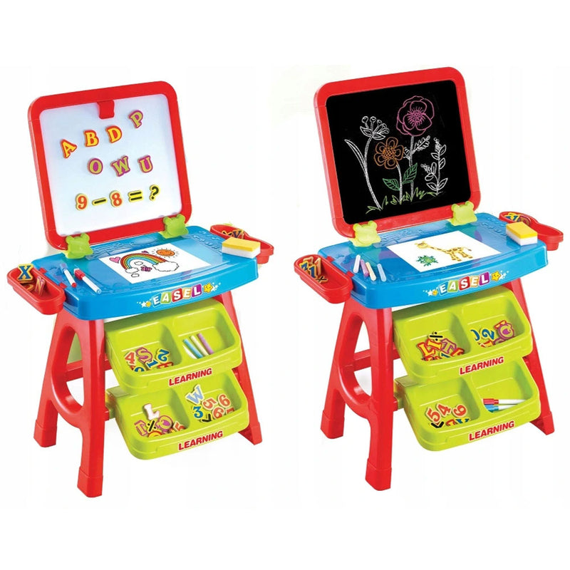 Set Lavagna Con Piano Disegno e Cavalletto Rosso Con Accessori Numeri e Lettere-3