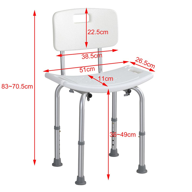 Sedile da doccia con Schienale Altezza Regolabile Sedia Sgabello vasca Anziani-5