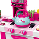 Cucina Giocattolo Bambini Luci Suoni e Bollitore Funzionante 29 Accessori Rosa-4