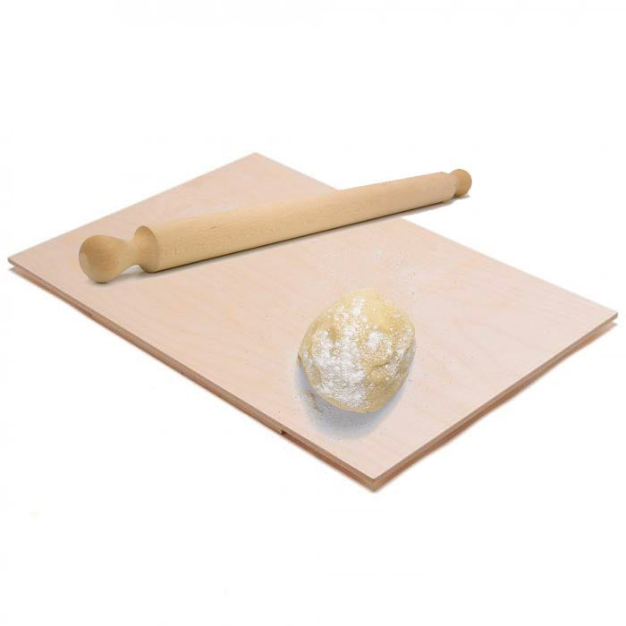 Asse Per Impastare Spianatoia In Legno Con Mattarello Pasta Pizza 50x30 cm-1