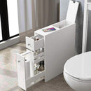 Mobiletto Salvaspazio Bagno Mobile in Legno MDF Bianco con Cassetti 48x16x58cm-2