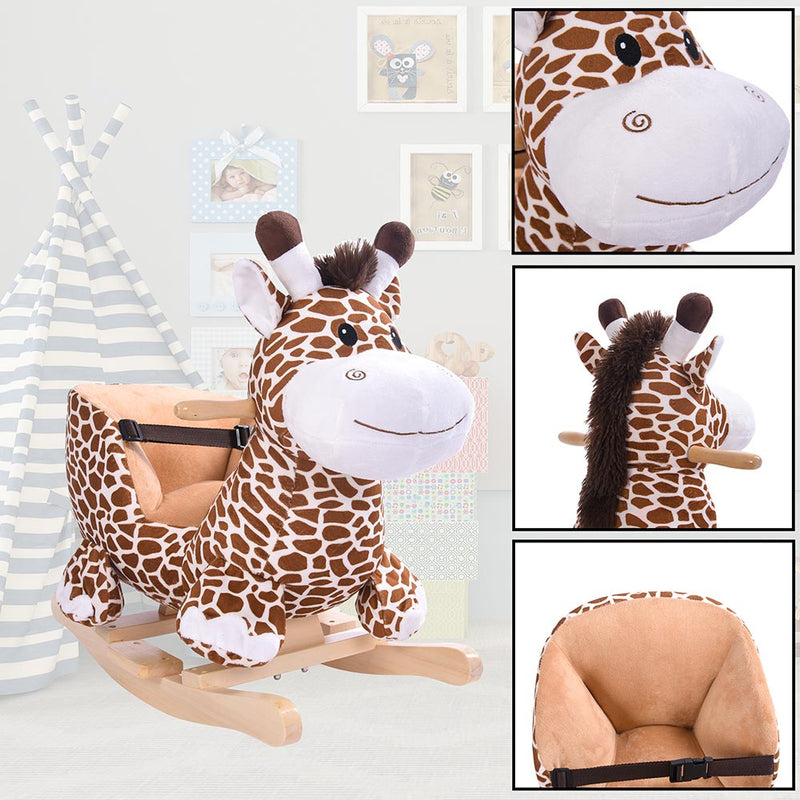 Giraffa a Dondolo Cavalcabile Peluche Giocattolo Bambini con Effetti Sonori-2