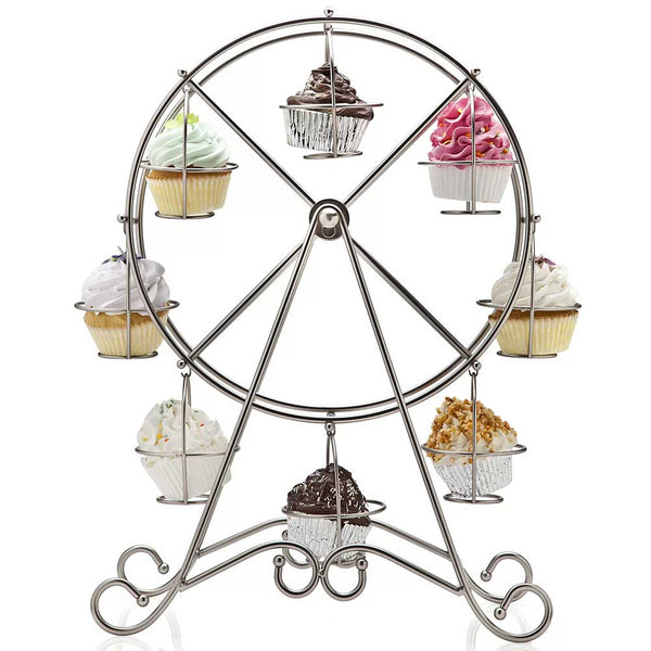 Alzata Stand Porta Cupcake Ruota Panoramica Alzatina 8 Posti Dolci Muffin Metall sconto