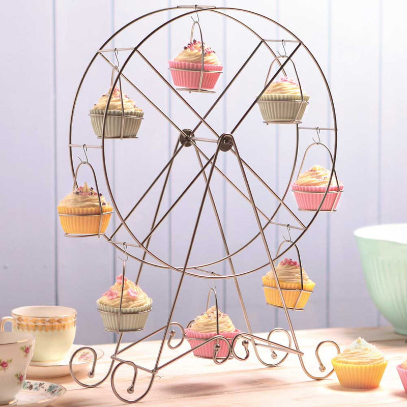 Alzata Stand Porta Cupcake Ruota Panoramica Alzatina 8 Posti Dolci Muffin Metall-2