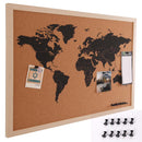 Pannello Bacheca Mappamondo Globo in Sughero Con Cornice 60x40cm + 10 Puntine-1