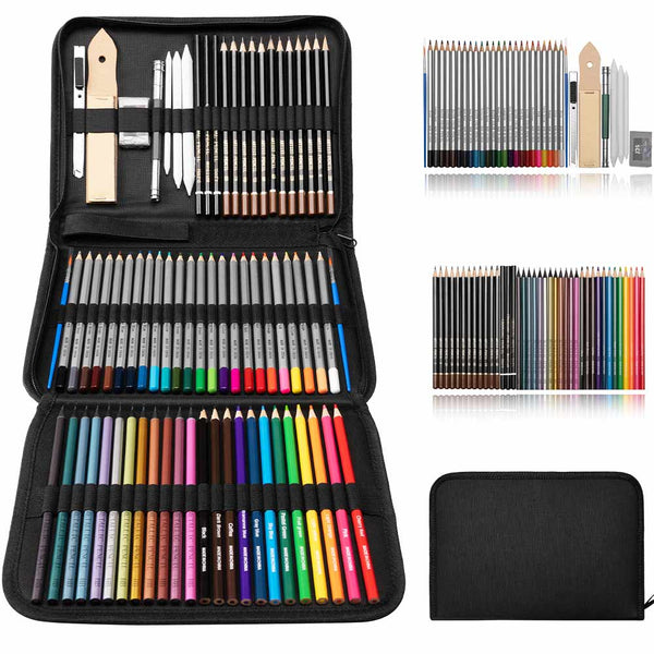 Kit Matite Colorate 73 Pezzi Artista Schizzo e Disegno Professionale Portatile online