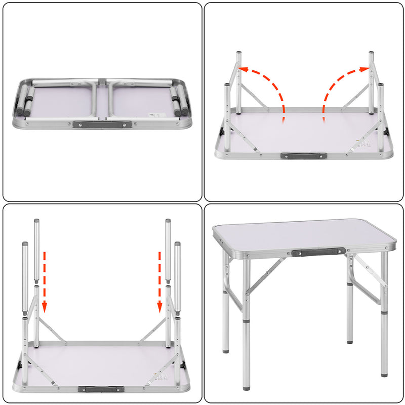 Tavolo Campeggio Picnic Alluminio 60x45x50 Pieghevole Valigetta Piano Formica-4
