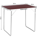 Tavolo Campeggio Picnic con Maniglia Effetto Legno 60x80x68cm Pieghevole Esterni-5