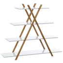 Libreria Design Moderno Scaffale 4 Ripiani Legno MDF e Bambu Casa Ufficio Bianco-5