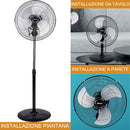 Ventilatore a Piantana 3in1  Base Tonda Pala 40 cm Oscillante - 60W - 3 Velocità-5