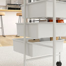 Carrello Multiuso con 3 Cestini Estraibili e Ruote 40,8x33,5x60,5 cm in Acciaio e PP Bianco-8