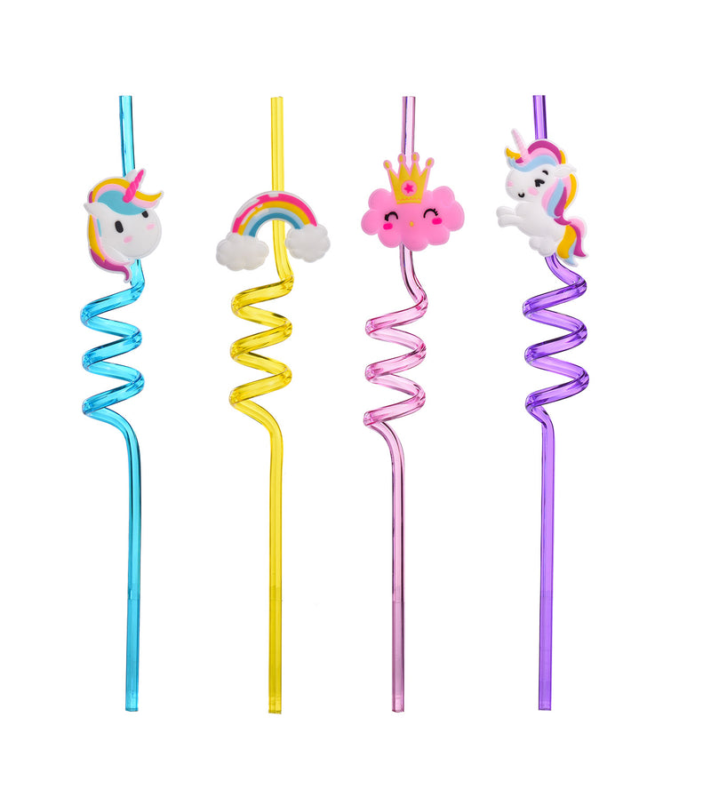 Set 48 Cannucce Riutilizzabili per Bambini Unicorno in Plastica-2