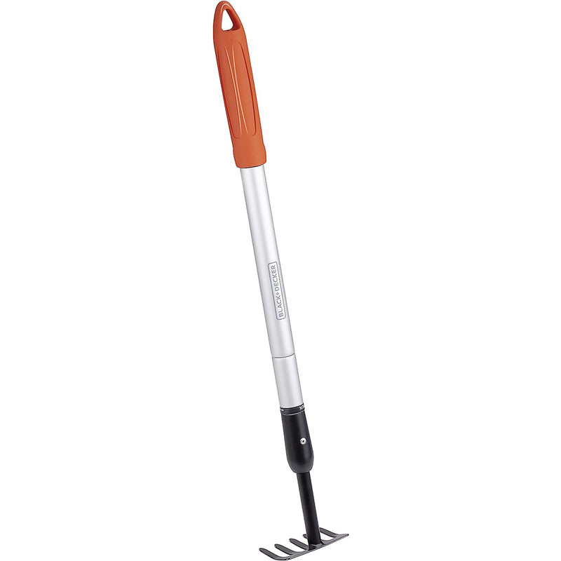 Rastrello da Giardino a 5 Denti Telescopico 66-10 cm in Acciaio al Carbonio Black & Decker-1