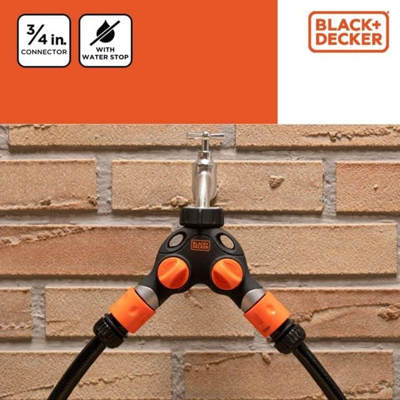 Raccordo Rubinetto Doppio Connettore 2 Vie 3/4 Pollici con Blocco Acqua Black & Decker-4