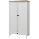 Armadio a 2 Ante con Cassetto Inferiore Barra Appendiabiti e Ripiano 85x55x160 cm Bianco -1