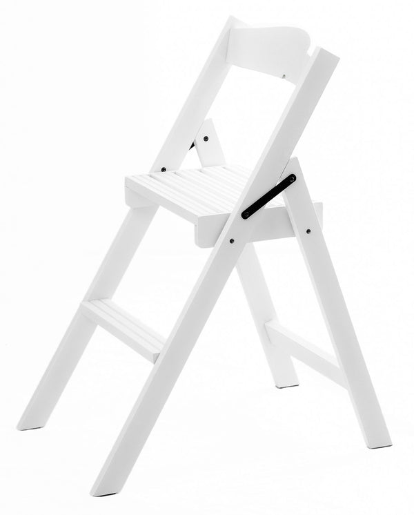 Sedia Scala Pieghevole 51x41xh75 cm in Legno Faggio Massello Bianco Laccato acquista