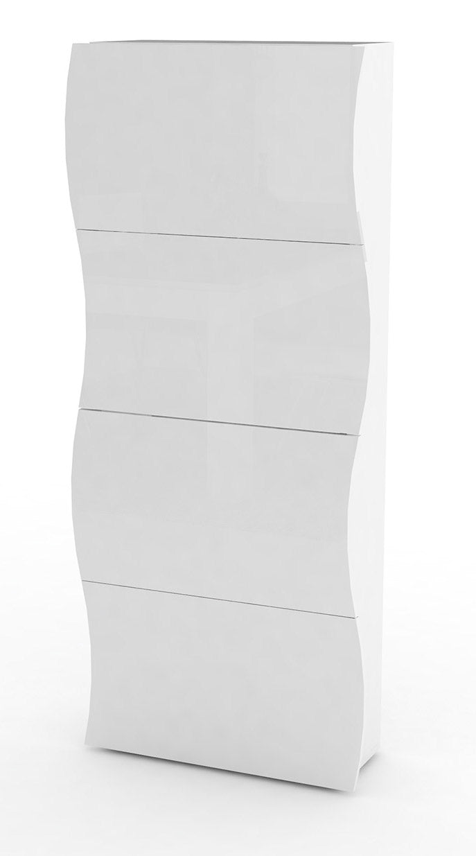 Scarpiera 4 Ante a Ribalta 71x26,6x161,4 cm Onda Bianco Lucido-1