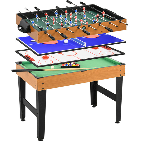 Tavolo Multi Gioco 4 in 1 Calcio Balilla Biliardo Ping Pong e Hockey da Tavolo 107x61x84,5 cm sconto