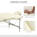 Lettino Massaggi Portatile Pieghevole 185x70x59-84 cm in Alluminio e Similpelle Bianco-6