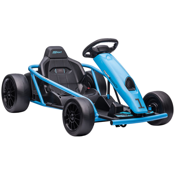 Go Kart Elettrico per Bambini 24V 13km/h Schienale Alto e Cintura di Sicurezza Blu e Nero online