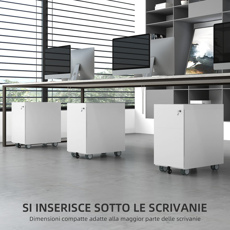 Schedario per Ufficio 2 Cassetti con Chiave Fessura a Busta 30x50x53,5 cm in Acciaio Bianco -7