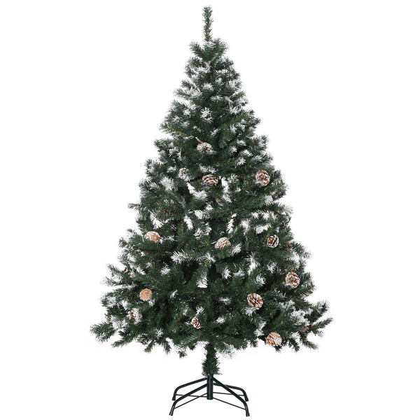 prezzo Albero di Natale Artificiale Innevato 150 cm 676 Rami con Pigne Apertura Automatica Verde