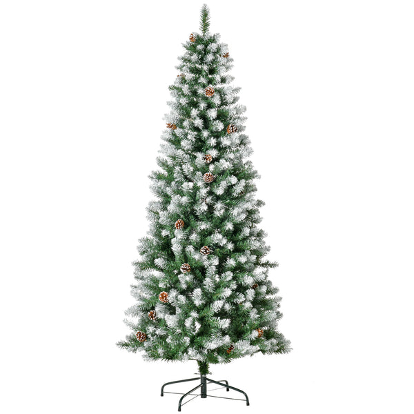 online Albero di Natale Artificiale Innevato 180 cm 630 Rami e 37 Pigne Verde e Bianco