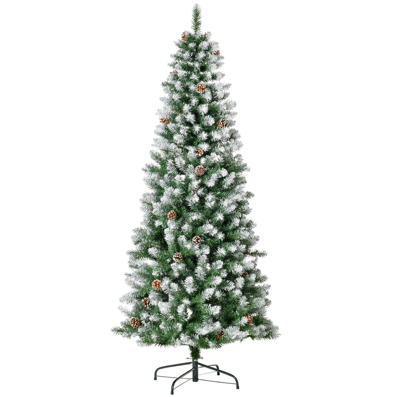 Albero di Natale Artificiale Innevato 180 cm 630 Rami e 37 Pigne Verde e Bianco -1