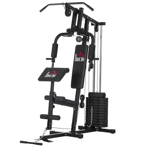 Stazione Fitness con Seduta e Schienale Imbottiti 135x103x210 cm in Acciaio e PU Nero sconto