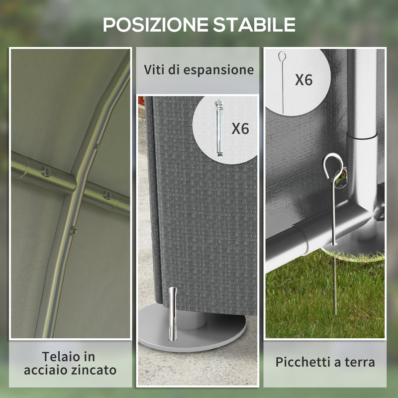 Capanno Box per Attrezzi da Giardino 120x179x165 cm Tenda in PE anti UV e Metallo Grigio scuro-5