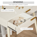 Consolle Trucco con Specchio e 2 Cassetti 80x40x123 cm in Legno Bianco -5