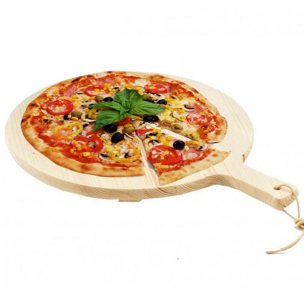 sconto Tagliere Per Pizza Rotondo 38 cm In Legno Di Abete Con Manico Affettati Cucina