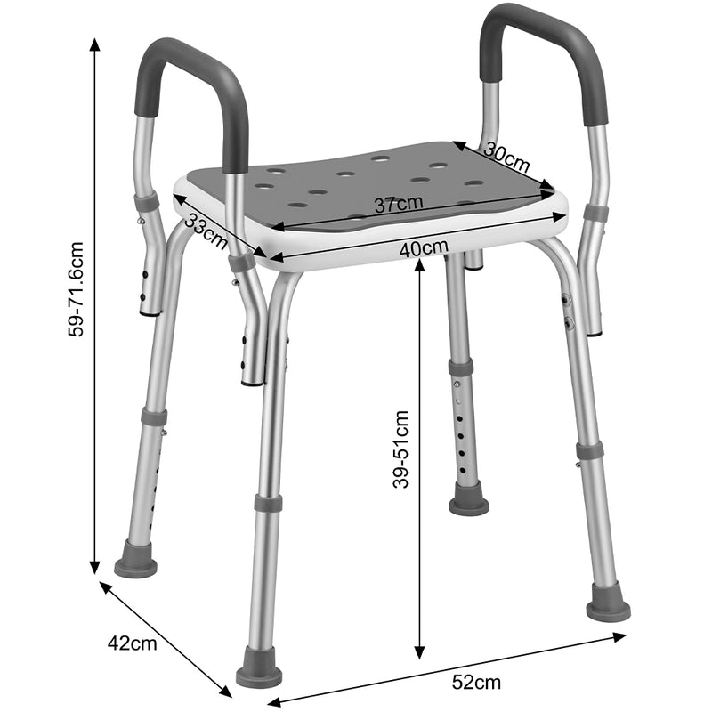 Sgabello da Doccia 6 Altezze Regolabili Sedia Bagno Antiscivolo Capacità 150 kg-4