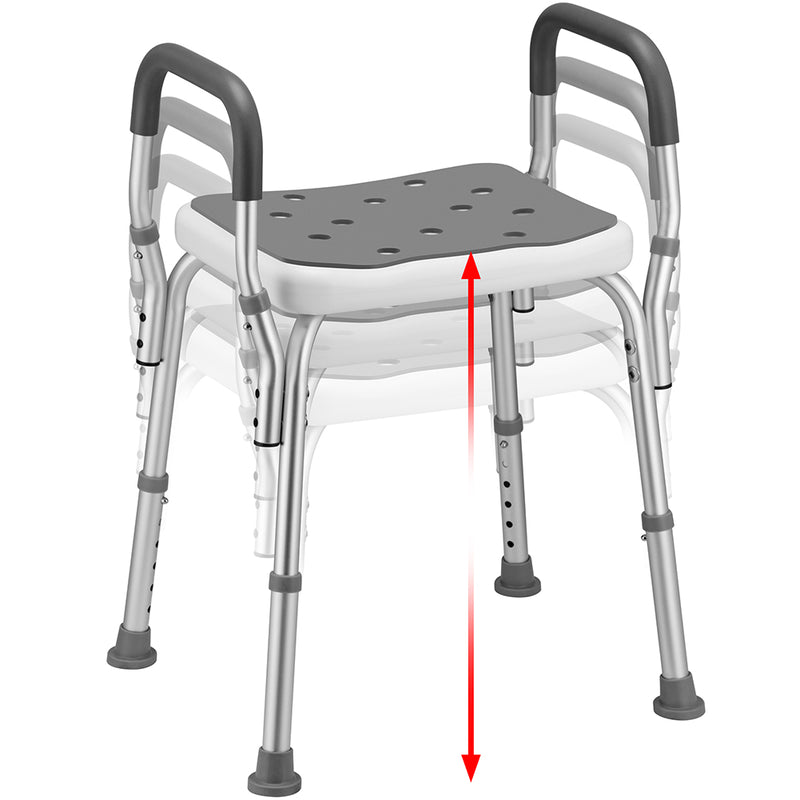 Sgabello da Doccia 6 Altezze Regolabili Sedia Bagno Antiscivolo Capacità 150 kg-5