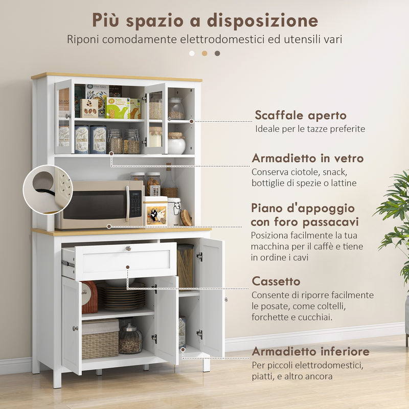 Credenza Dispensa Cucina Armadietti con Mensole Regolabili 100x40x180 cm Bianco  -5