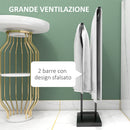 Piantana Portasciugamani da Bagno da Terra Autoportante 2 Bracci in Metallo 50x18,5x85 cm Nero-4