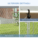 Recinto per Cani Taglia Grande 2,1x1,85x1,2m Tetto in Tessuto Oxford Anti UV Argento e Grigio-8