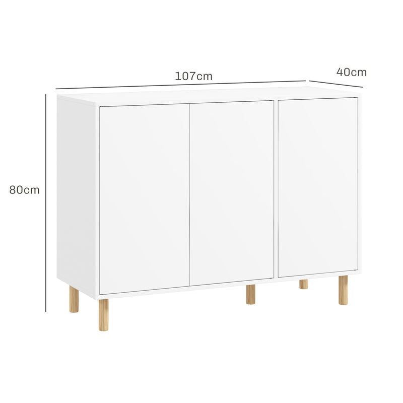 Credenza Moderna 2 Armadietti a 3 Ripiani Regolabili 107x40x80 cm Bianca  -3