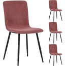 Set 4 Sedie per Sala da Pranzo in Velluto Rosa con Gambe Nere Seduta Ergonomica-1