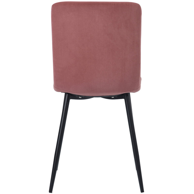 Set 4 Sedie per Sala da Pranzo in Velluto Rosa con Gambe Nere Seduta Ergonomica-5