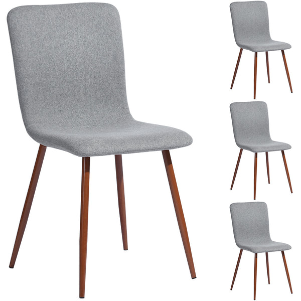 online Set 4 Sedie per Sala da Pranzo Grigio con Gambe Effetto Legno Seduta Ergonomica