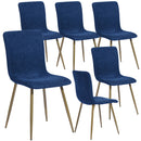 Set 6 Sedie per Sala da Pranzo Blu con Gambe in Acciaio Dorato Seduta Ergonomica-1