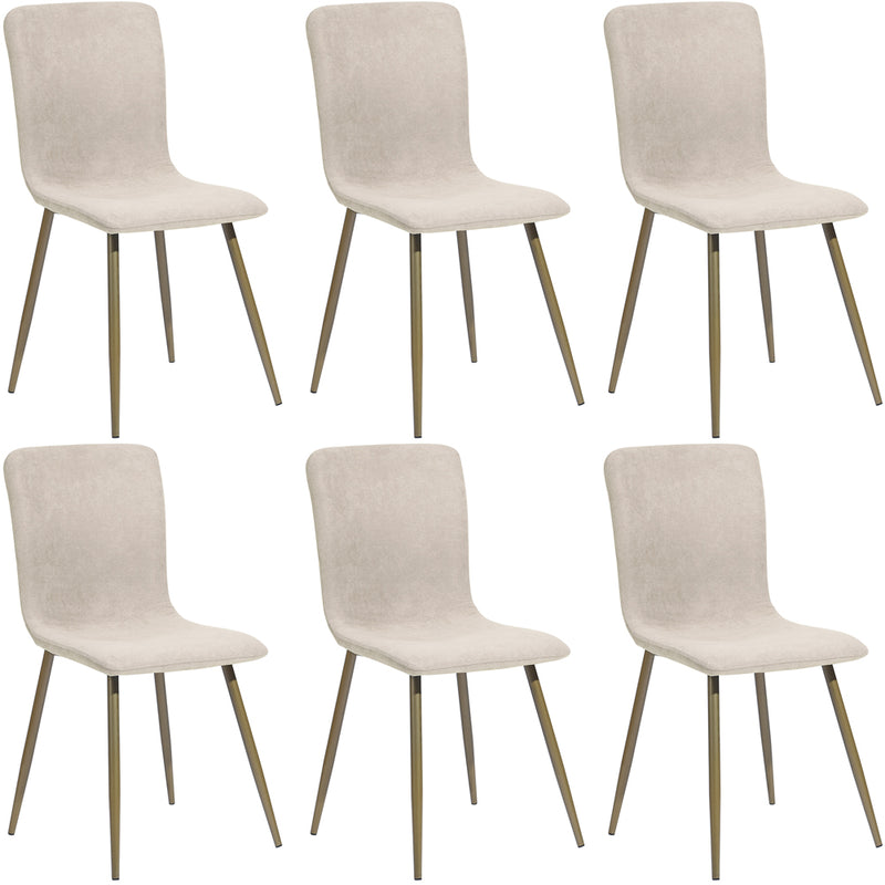 Set 6 Sedie per Sala da Pranzo Beige con Gambe Acciaio Dorato Seduta Ergonomica-3