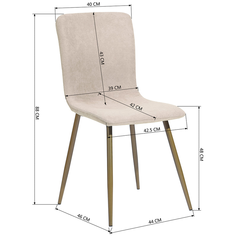 Set 6 Sedie per Sala da Pranzo Beige con Gambe Acciaio Dorato Seduta Ergonomica-5