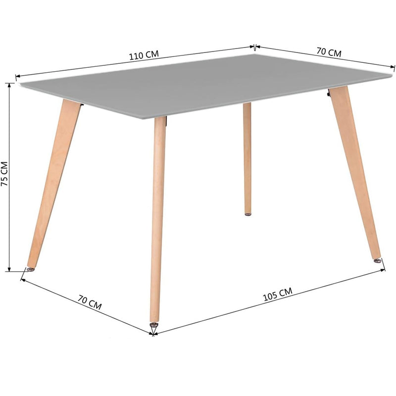 Tavolo da Pranzo Scandinavo Rettangolare 110x70x75 cm in Legno Bianco per Cucina-4