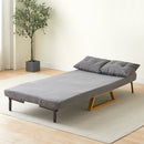 Poltrona Letto Reclinabile 2 Posti Chaise Lounge in Velluto Convertibile Grigio-2