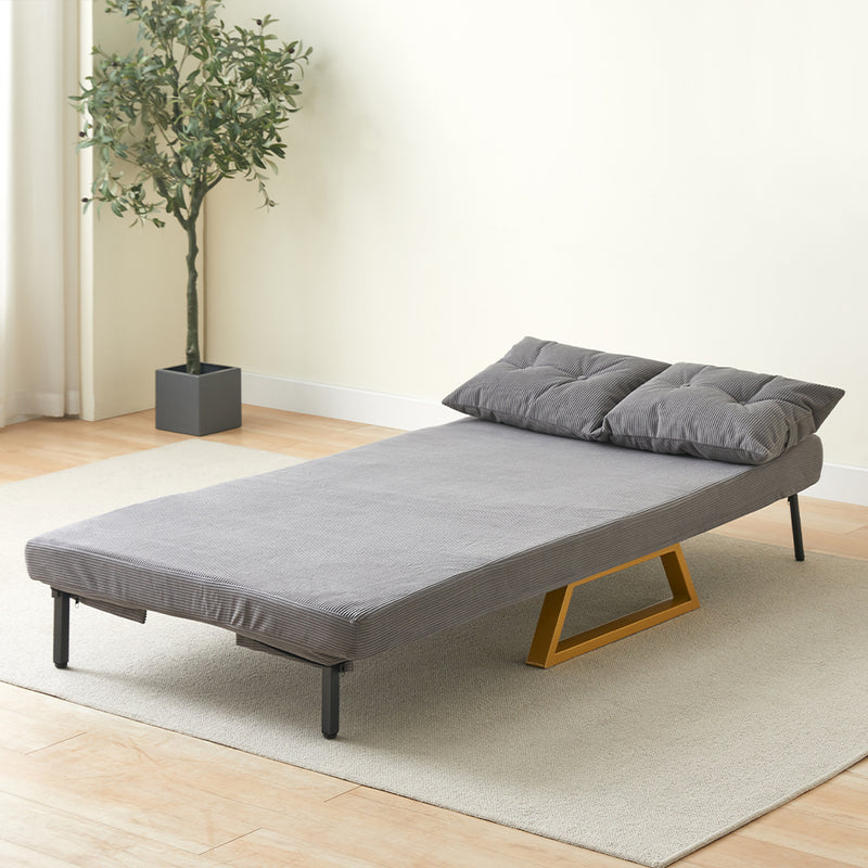 Poltrona Letto Reclinabile 2 Posti Chaise Lounge in Velluto Convertibile Grigio-2