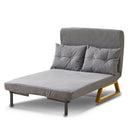 Poltrona Letto Reclinabile 2 Posti Chaise Lounge in Velluto Convertibile Grigio-3