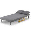 Poltrona Letto Reclinabile 2 Posti Chaise Lounge in Velluto Convertibile Grigio-5