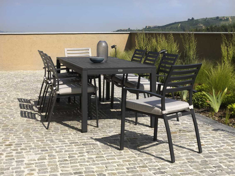 Tavolo Allungabile da Giardino 160/220x90xh76 cm in Alluminio Boston Antracite-3